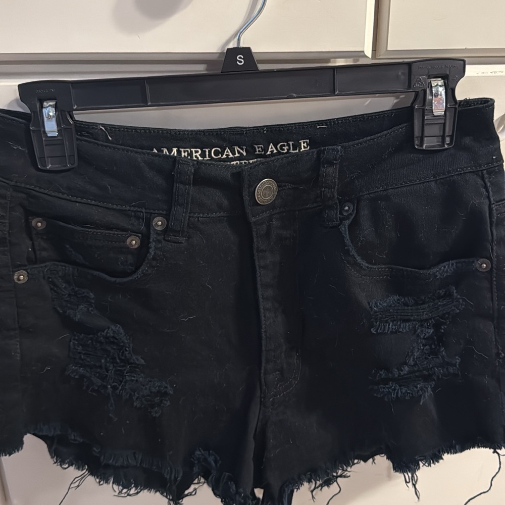 American Eagle Outfitters Black Ripped Jean Shorts